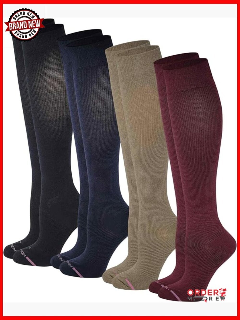 Graduated Compression Knee-Hi Socks 4 Pairs
